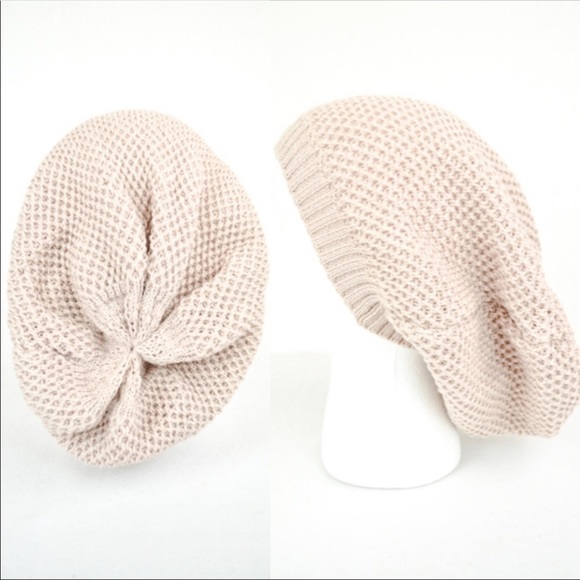 waffled knit slouchy beanie - Picture 3 of 3